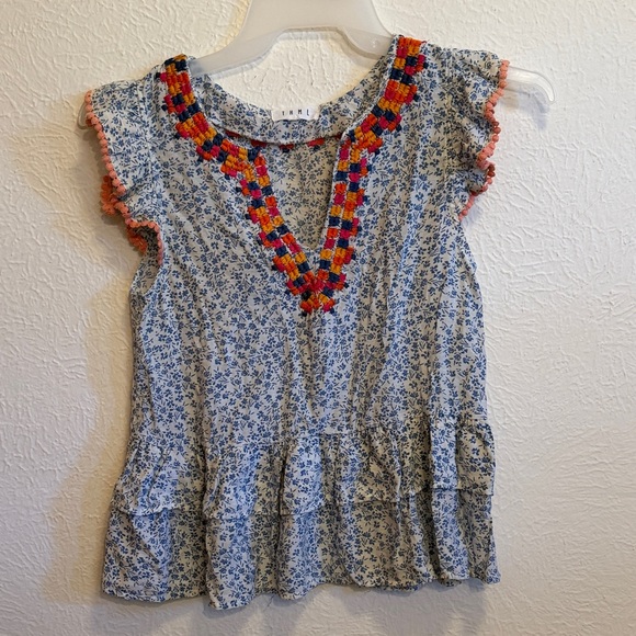 THML Tops - 💚💚💚BOGOHO💚💚💚THML Blue Floral Top with Multicolor Embroidery